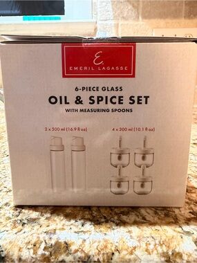 6-Piece Glass Oil & Spice Set - Clear